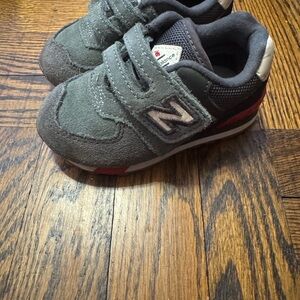 New Balance Kids Gray and Red Shoes